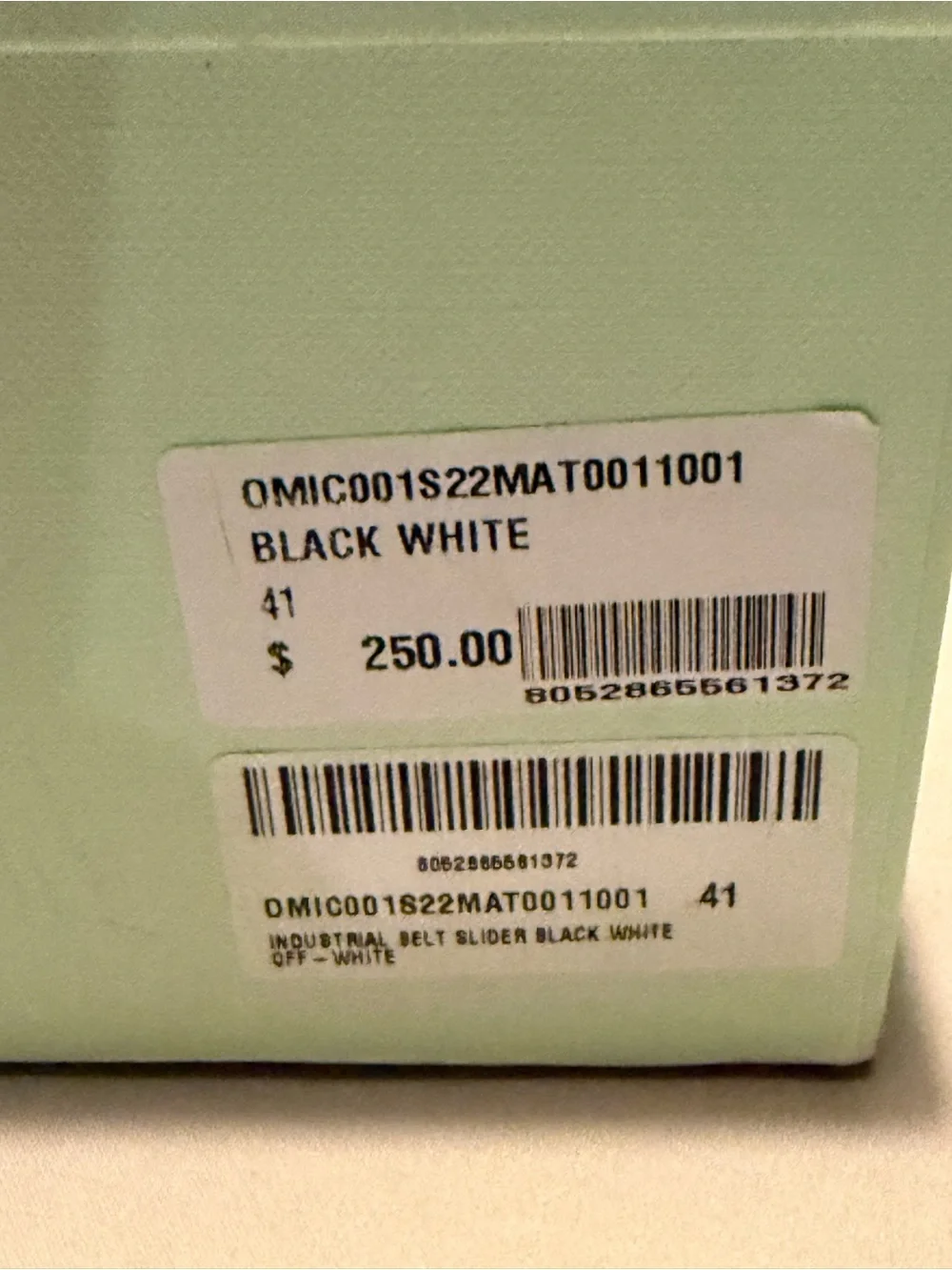 NIB Off-White Black and White Industrial Strap Slide Sandals